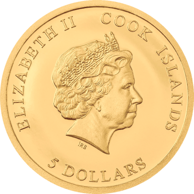 Cook Islands - 2022 - 5 Dollars - In Memoriam Queen Elizabeth II small gold