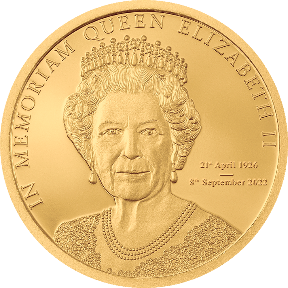 Cook Islands - 2022 - 5 Dollars - In Memoriam Queen Elizabeth II small gold