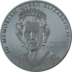 Cook Islands - 2022 - 5 Dollars - In Memoriam Queen Elizabeth II BLACK PROOF