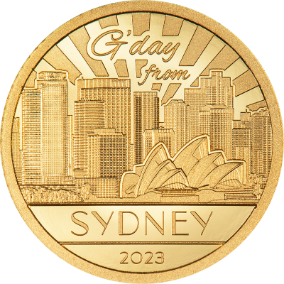 Cook Islands - 2023 - 5 Dollars - Sydney Big City Lights Gold