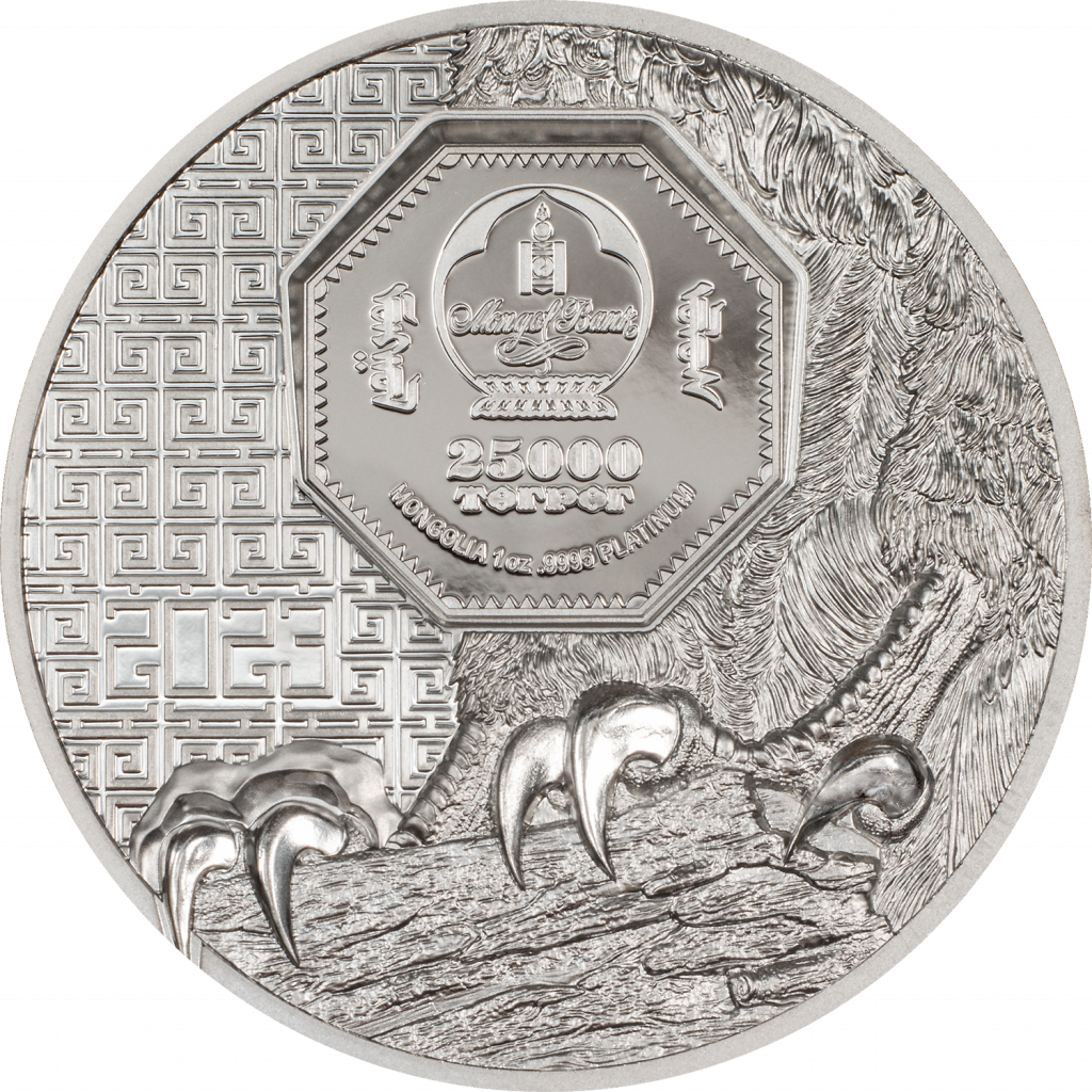 Mongolia - 2023 - 25000 Togrog - Mongolian Falcon 1oz PLATINUM ...