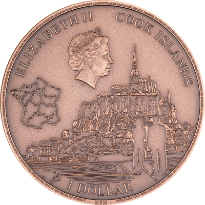 Cook Islands - 2023 - 1 Dollar - Mont Saint Michel copper