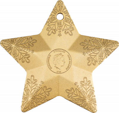 Cook Islands - 2023 - 5 Dollars - Holiday Ornament Snowflake Star Gilded