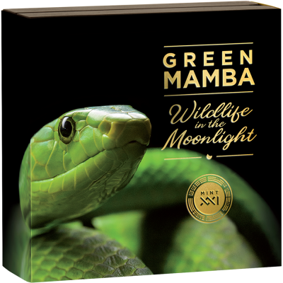 Niue - 2022 - 5 Dollars - Green Mamba in Moonlight