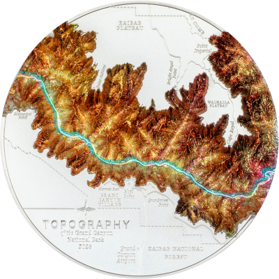 Cook Islands - 2023 - 5 Dollars - Grand Canyon Topography