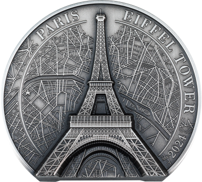 Cook Islands - 2024 - 25 Dollars - Eiffel Tower 5oz Silver Historical Monuments