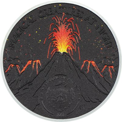 Description This wonderful 2 Oz Silver coin is the first release in the “Magical Creatures At Night” series and is dedicated to the blazing figure of the Phoenix, represented as a light source in the darkness, born from a vulcanic eruption! The coin features the Smartminting technology, has Proof quality and comes in a case, along with the Certificate of Authenticity. Limited mintage to 499 pcs worldwide. Design The reverse of the coin shows an extraordinary depiction of the Phoenix, a mythological creature associated with fire, glowing with fiery colors in the night. It has a gaze that expresses ferocity and determination and a symmetrical pose that seems to turn to attack. The bright hues create an effective and striking visual contrast. On the obverse, the first volcano erupts to reinforce the idea of great fire energy, from which the Phoenix is born. From the other volcanos, other magical creatures will come to life! On the obverse of the coin also the Coat of Arms of Palau and the inscriptions: “REPUBLIC OF PALAU” – the issuing country, “10$” – the face value and “MAGICAL CREATURES AT NIGHT” – the name of the series.