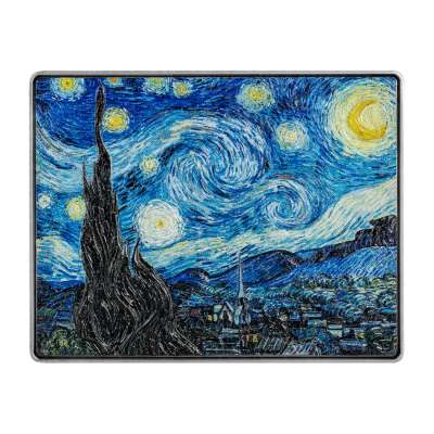 Chad - 2023 - 5000 Francs - The Starry Night By Vincent Van Gogh 1 Oz Silver Coin with 14oz copper