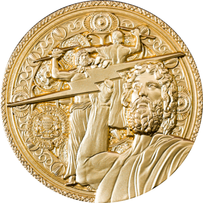 Chad - 2024 - 10000 Francs - Zeus at Olympia 2oz silver coin GILDED