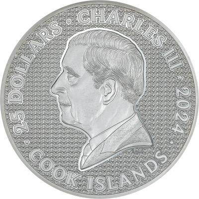 Cook Islands - 2024 - 25 Dollars - Iron Knight 5oz Smartminting® 4.0
