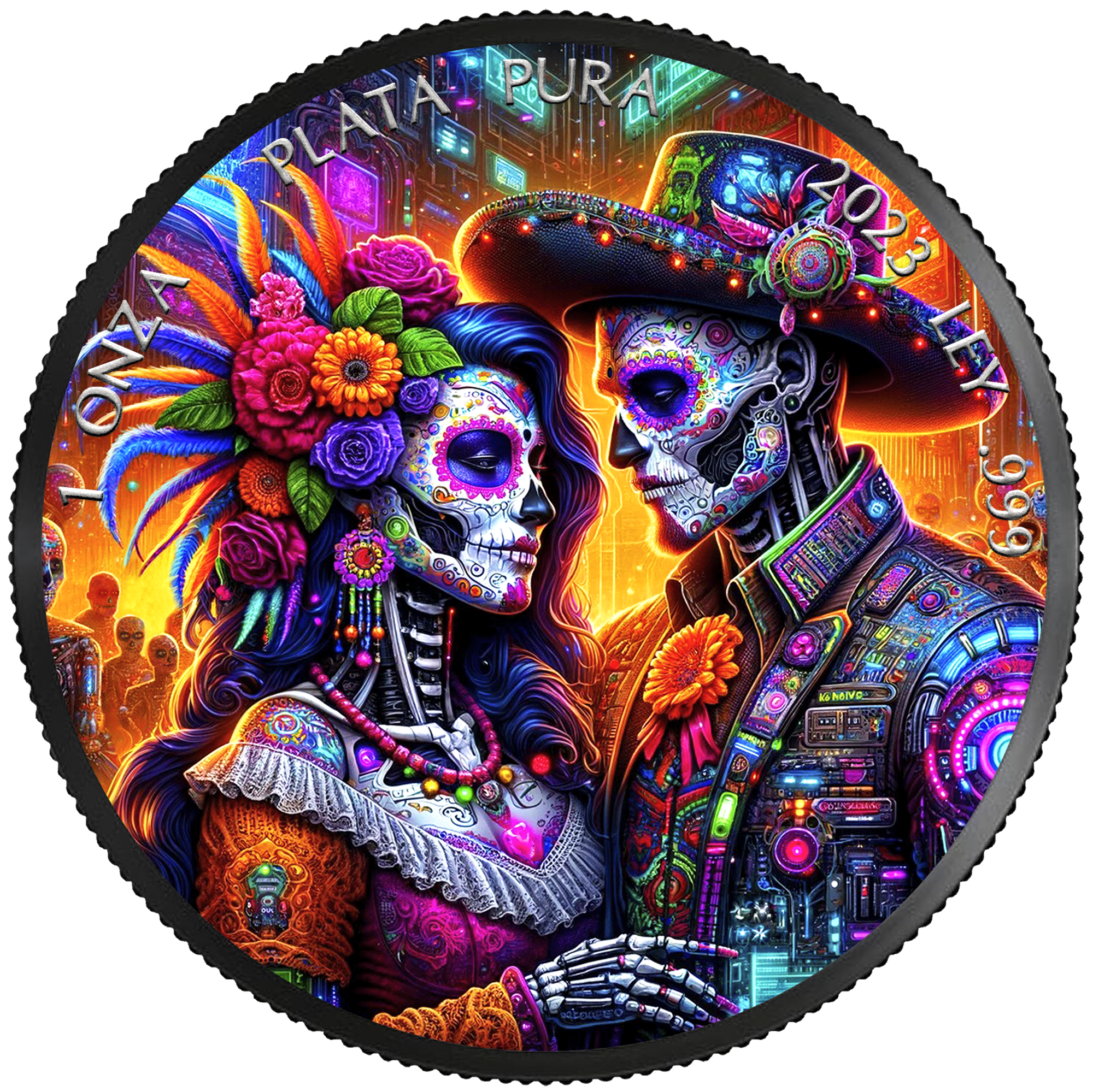 Mexico - 2023 - 1 oz - Dia de los Muertos Cyberpunk / Color Libertad