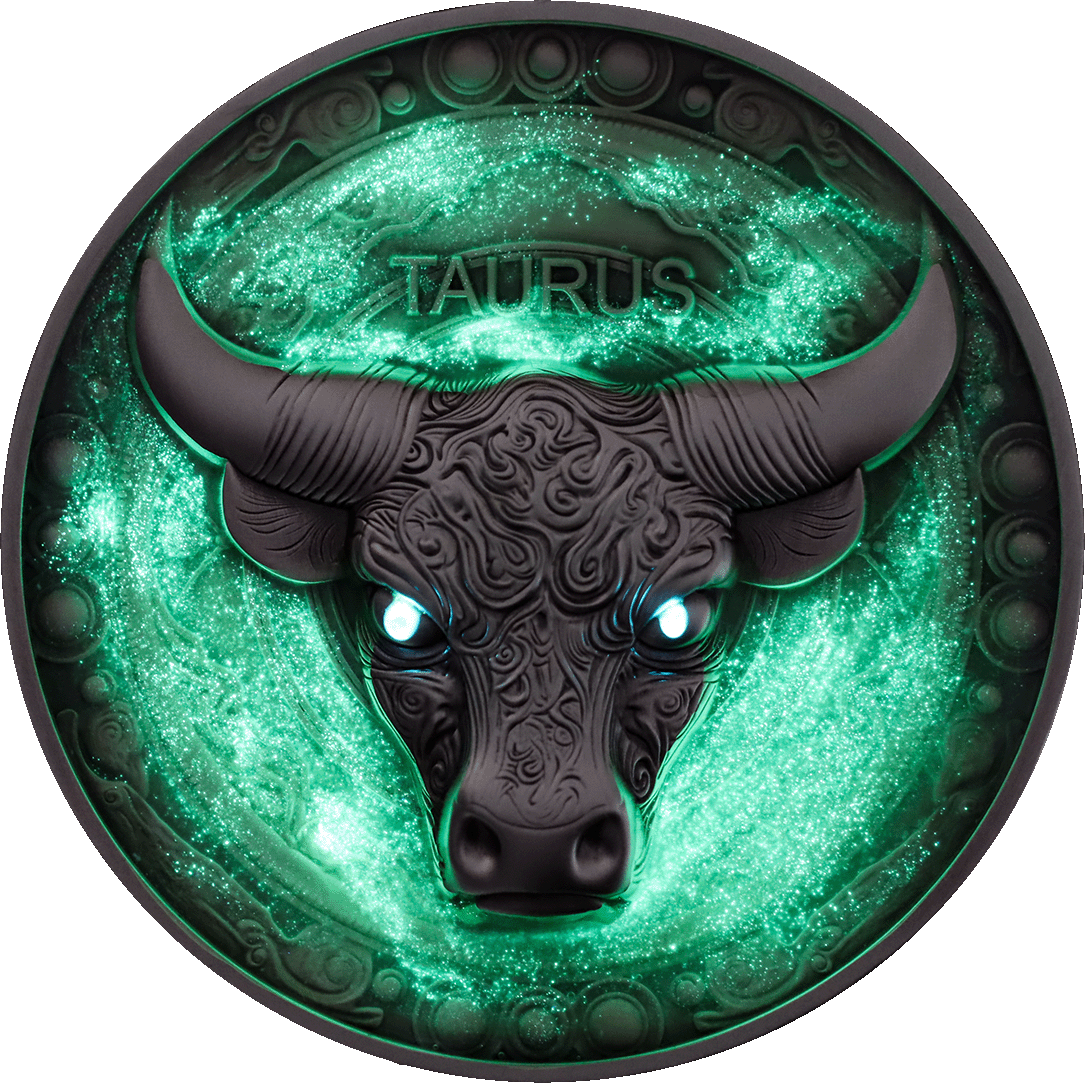 Niue - 2024 - 12 Dollars - Taurus Zodiac Sign (glow in the dark)