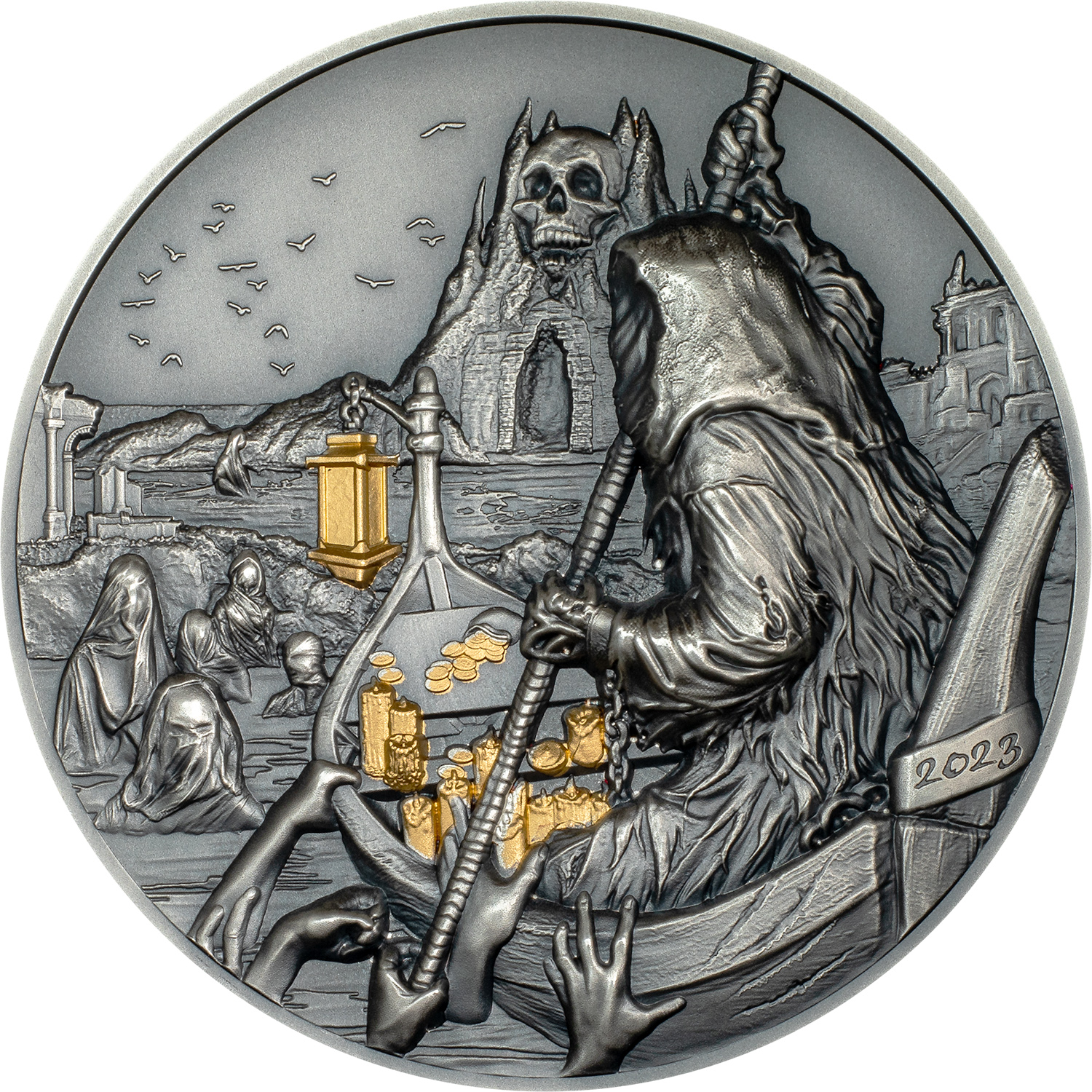 Palau - 2023 - 20 Dollars - Charon Ferryman of the Dead GILDED SPECIAL EDITION
