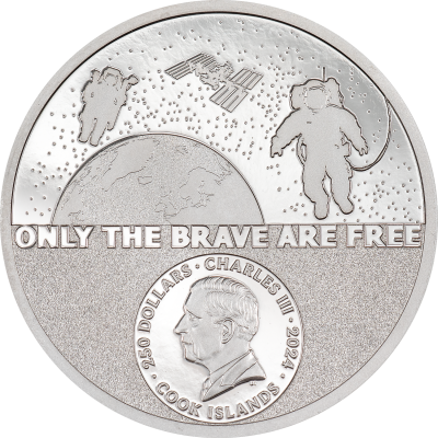 Cook Islands - 2024 - 250 Dollars - Astronaut Real Heroes 1oz platinum