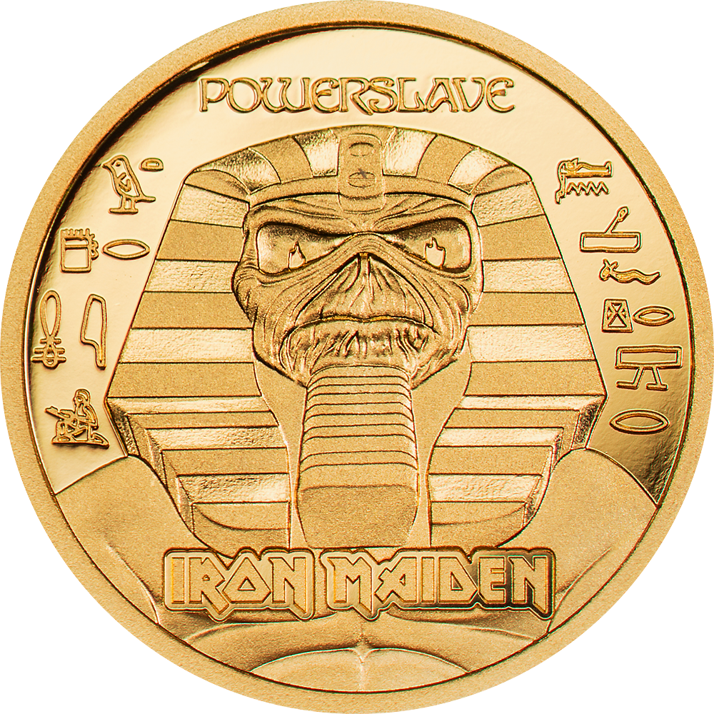 Cook Islands - 2024 - 5 Dollars - Iron Maiden Powerslave Small Gold 