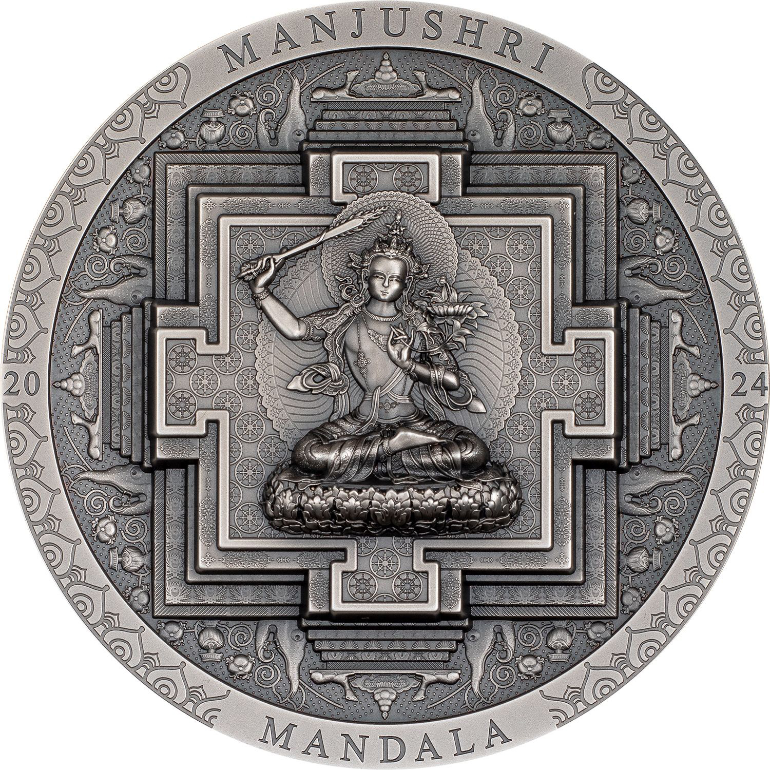 Mongolia - 2024 - 2000 Togrog - Manjushri Mandala / Archeology & Symbolism Series ANTIQUED