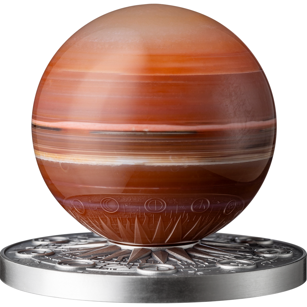 Ghana - 2024 - 10 Cedis - Mars Solar System with Natural Crystal Sphere