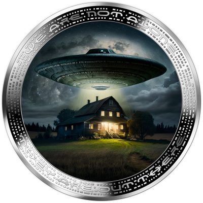 Cameroon - 2025 - 1000 Francs - UFO & Aliens UFO ABOVE FARM 1oz silver