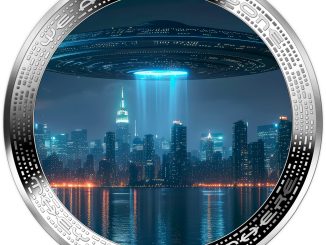 Cameroon - 2025 - 1000 Francs - UFO & Aliens UFO ABOVE CITY 1oz silver