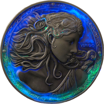 Niue - 2024 - 12 Dollars - Virgo Zodiac Sign (glow in the dark) 5oz silver