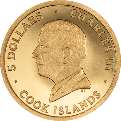 Cook Islands - 2024 - 5 Dollars - San Francisco Big City Lights Gold