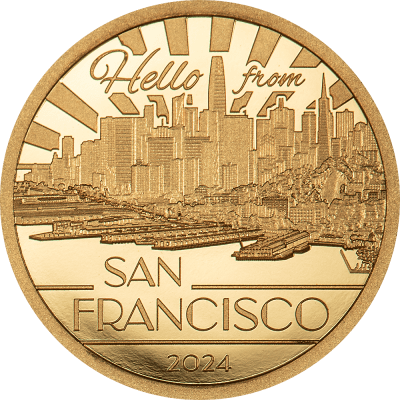 Cook Islands - 2024 - 5 Dollars - San Francisco Big City Lights Gold