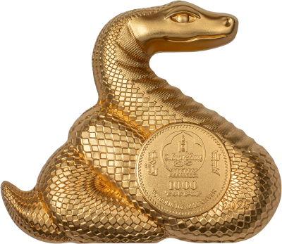 Mongolia - 2025 - 1000 Togrog - Year of the Snake 3D gilded edition