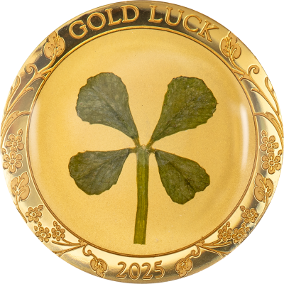 Palau - 2025 - 1 Dollar - Four Leaf Clover in Gold