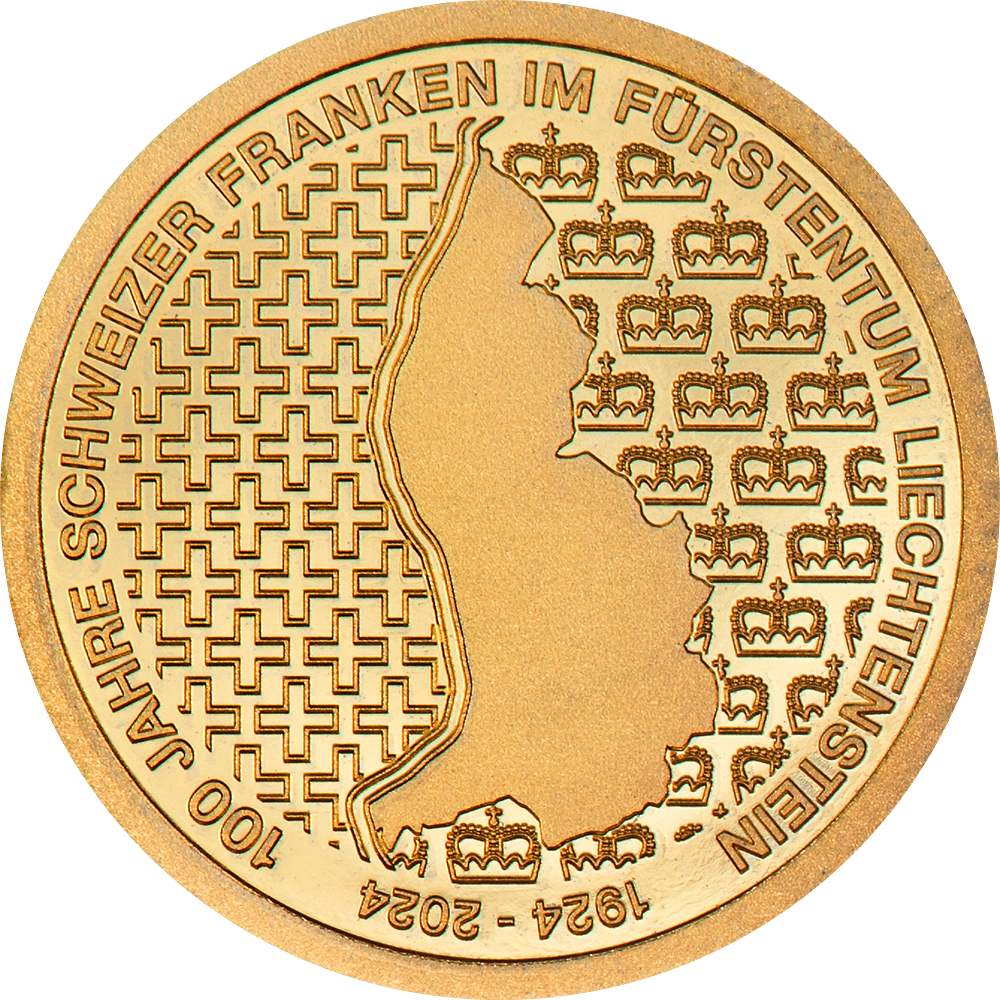 Liechtenstein - 2024 - 10 Franken - 100 Year Swiss Franc Liechtenstein SMALL GOLD