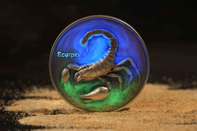 Niue - 2024 - 12 Dollars - Scorpio Zodiac Sign (glow in the dark) 5oz silver