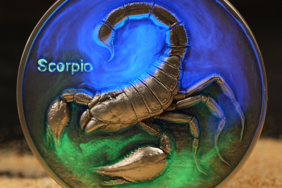 Niue - 2024 - 12 Dollars - Scorpio Zodiac Sign (glow in the dark) 5oz silver