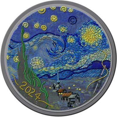 Palau - 2024 - 20 Dollars - Starry Night Van Gogh Embroidery Art