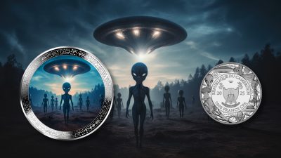 Cameroon - 2025 - 2000 Francs - ALIEN AND UFO 2oz silver version UFO & Aliens