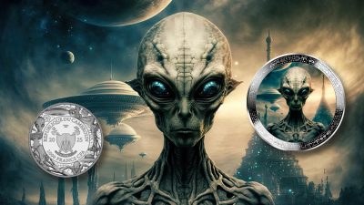 Cameroon - 2025 - 2000 Francs - ALIEN FACE & HOME WORLD 2oz version UFO & Aliens