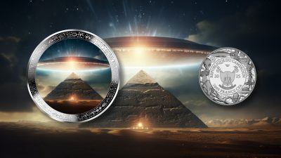 Cameroon - 2025 - 2000 Francs - PYRAMID AND UFO 2oz silver version UFO & Aliens