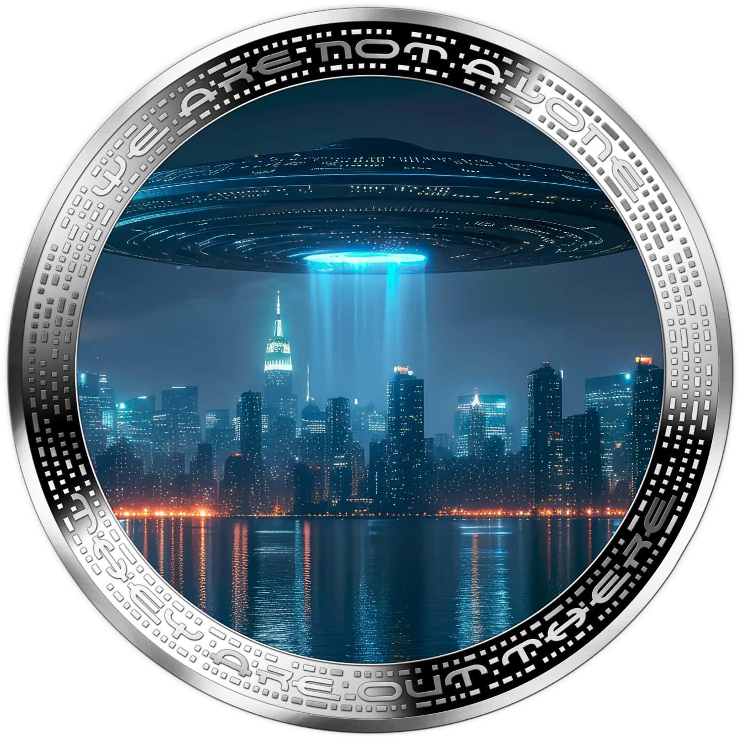 Cameroon - 2025 - 2000 Francs - UFO ABOVE CITY 2oz silver version UFO & Aliens