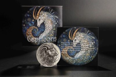 Niue - 2024 - 12 Dollars - Capricorn Zodiac Sign (glow in the dark) 5oz silver