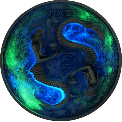 Niue - 2024 - 12 Dollars - Pisces Zodiac Sign (glow in the dark) 5oz silver