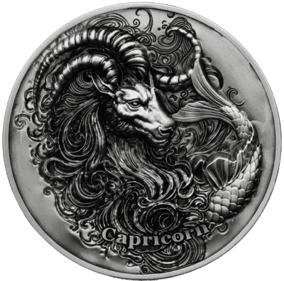 Niue - 2024 - 12 Dollars - Capricorn Zodiac Sign (glow in the dark) 5oz silver