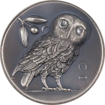 Cook Islands - 2021 - 25 Dollars - Athena's Owl Numismatic Icons 5oz silver edition (MS70 NGC graded)