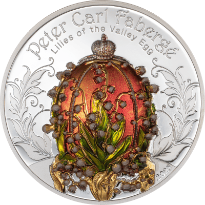 Mongolia - 2025 - 1000 Togrog - Lilies of the Valley Egg Peter Carl Fabergé 2oz silver