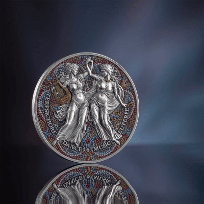 Cameroon - 2025 - 2000 Francs – Terpsichore & Euterpe (Nine Muses series) 2oz silver