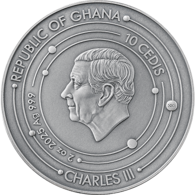 Ghana - 2025 - 10 Cedis - Uranus Solar System with Natural Crystal Sphere