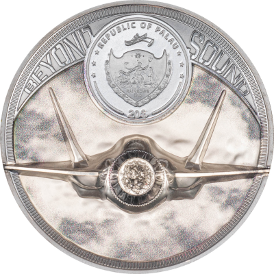 Palau - 2023 - 20 Dollars - Speed of Sound / Sound Barrier Jet 5oz silver (MS70 or Raw)