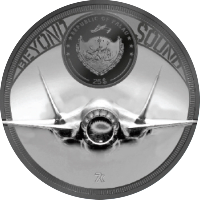 Palau - 2023 - 20 Dollars - Speed of Sound / Sound Barrier Jet 5oz silver (MS70 or Raw)