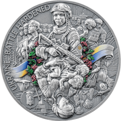 Ghana - 2025 - 10 Cedis - Ukraine Battle Hardened 2.0 2oz silver