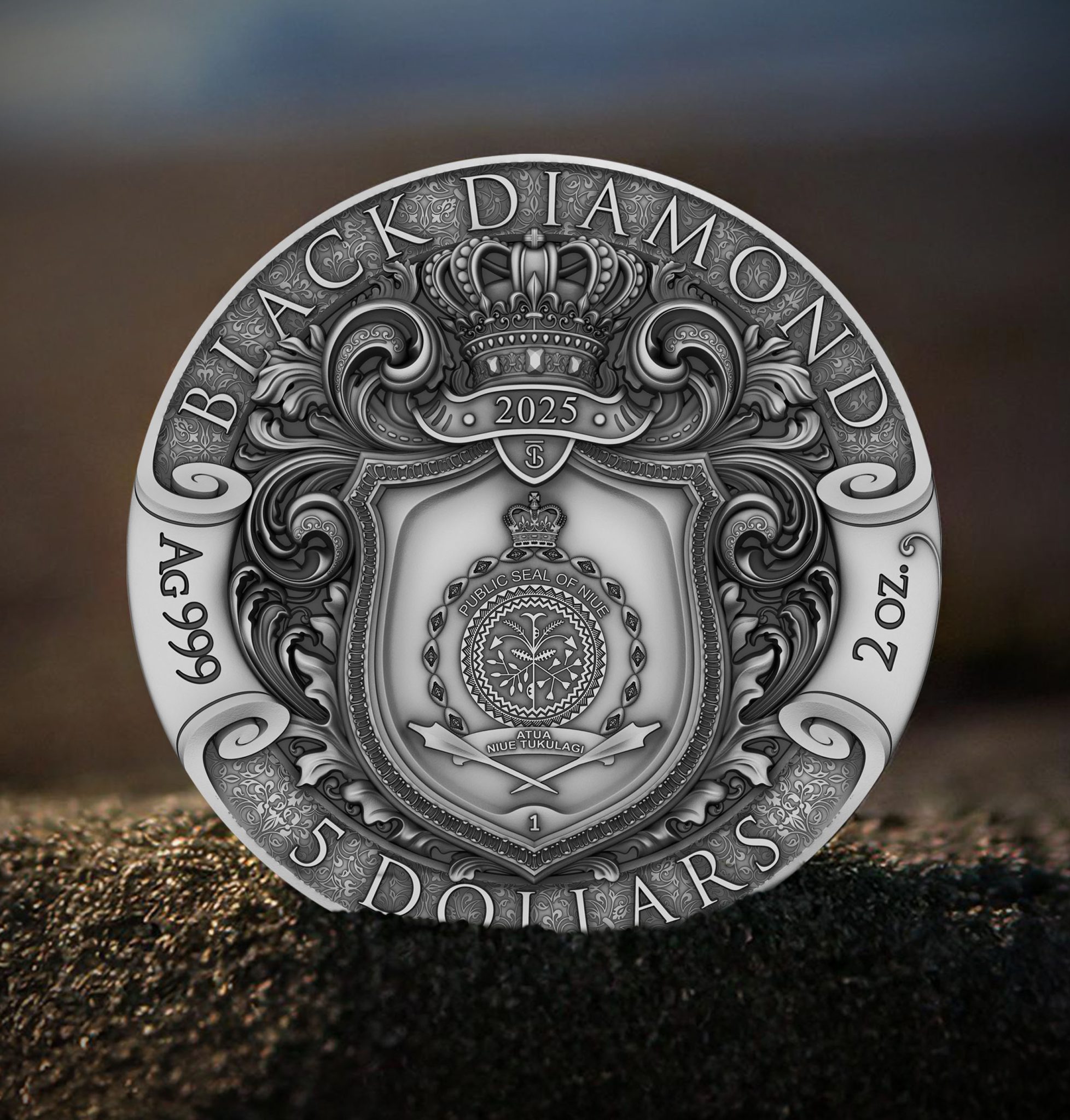 Niue - 2025 - 5 Dollars - Black Diamond (Pirate Series) 2oz silver ...