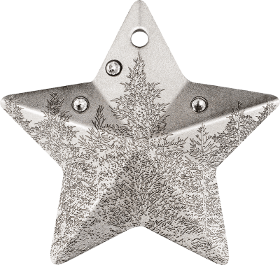 Cook Islands - 2025 - 5 Dollars - Holiday Ornament Winter Forest Silver