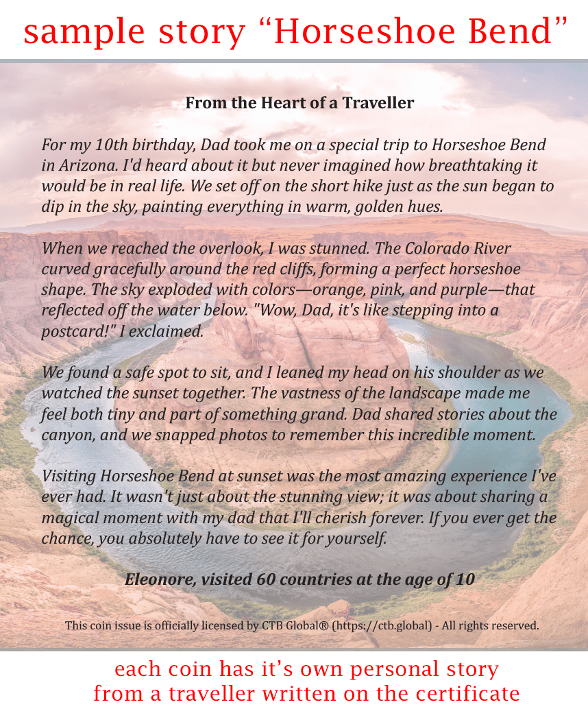 Cameroon - 2025 - 1000 Francs - Horseshoe Bend (Journey of a Lifetime series) 1oz silver - Image 5