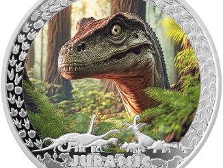 Liberia - 2025 - 20 Dollars - Velociraptor (Jurassic Life series) 2oz silver